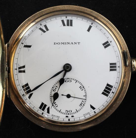 An Edwardian 9ct gold keyless lever hunter pocket watch,